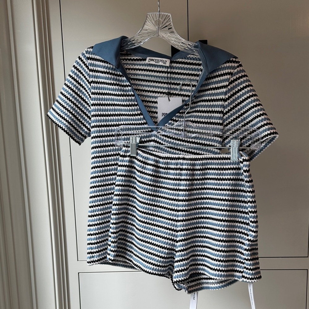 Princess Polly Striped Navy and White Set